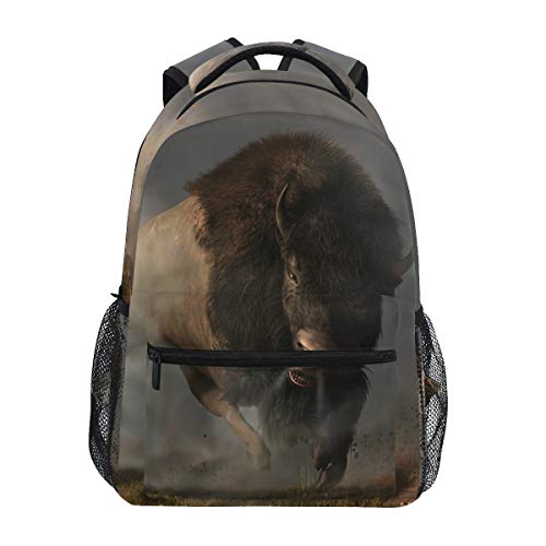 Anantyy American West Bison Bull Buffalo - Mochila escolar para niños, mochila de viaje, bolsa de hombro para niños y niñas, multicolor, M, Mochila para niños