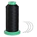 Young Hair 1700 Meters Elastic Nylon Sewing Thread 3pcs 9cm Curl Needles for Wig Making(Black)
