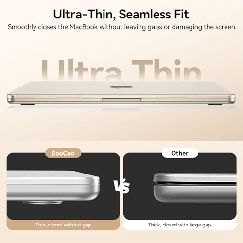 Image of EooCoo Compatible with MacBook Air 13 inch Case M5 2026-2022 M4 M3 M2 A3449 A3240 A3113 A2681, Upgrade Matte, Scratch Resistant, Sturdy Protective Hard Shell for Mac Air 13.6 inch Case, Starlight