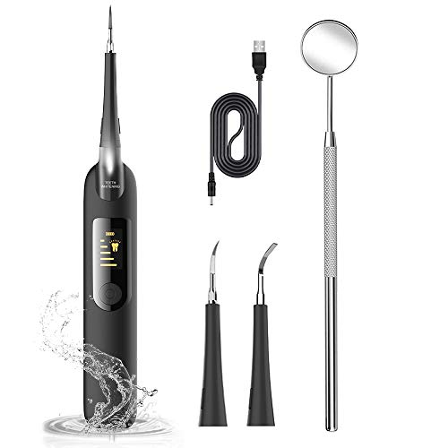 Household Electric Dental Calculus Remover, iFanze Teeth Cleaner Plaque Remover for Teeth, Tartar Remover for Teeth with LED Screen with 5 Adjustable Modes-Dental Tools (Black)