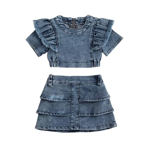 Jupe en jean et short à manches courtes pour petite fille ensemble été 2-5 ans