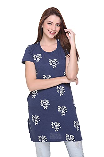 Image of In Love Women's Printed Cotton Plus Size Longline T-Shirt Half Sleeve with Pockets Pack of 2