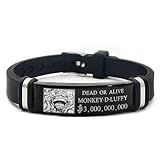 GSADWLI Anime One Piece Wanted Bracelet Manga Silicone titanium steel wristband Jewelry Cosplay Fans Gift (Nica Luffy), 8.7inch*0.4inch