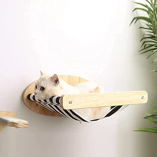 Cama suspensa para gatos com escada de madeira e sisal