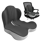 Cuscino ortopedico con schienale, cuscino per seduta in memory foam, cuscino per coccige, cuscino lombare per sciatica e coccige, cuscino emorroidi per sedia da ufficio, auto