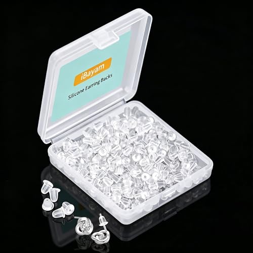 Silicone Earring Backs Earring Backings Soft Clear Ear Safety Back Pads Backstops Clutch Stopper Replacement for Fish Hook Earring Studs Hoops Diameter 4mm (300)