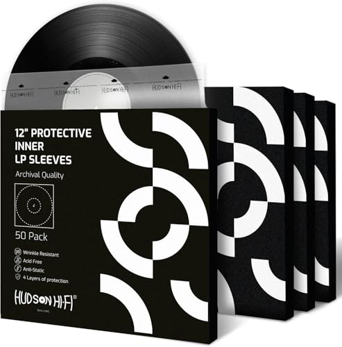 Hudson Hi-Fi Anti-Static Vinyl Record Sleeves - Durable Clear Disc Sleeves- Protect Your LP Albums...