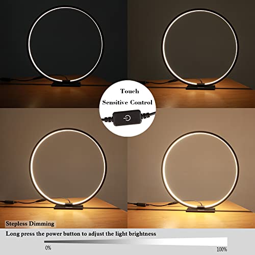 Masivel BLT896/1SBK Modern Circle Table Lamp Led Warm Light Nightstand Lamp Black Bedroom Lamp thumb #1