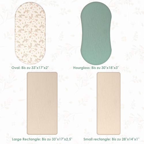 LustLocke 3 Stück Baby-Bettlaken, 83 × 43 cm, Universelle Spannbettlaken für Kinderwagen, 100% Musselin-Baumwolle, Baby Spannbettlaken, Reisebett Spannlaken Beistellbett Leintücher