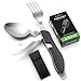 Hikenture 4-In-1 Campingbesteck Messer Gabel L&ouml;ffel Flaschen&ouml;ffner Set aus Edelstahl mit G&uuml;rteltasche - Klappbesteck Besteckset 1 Person f&uuml;r Camping und Outdoor (Schwarz)