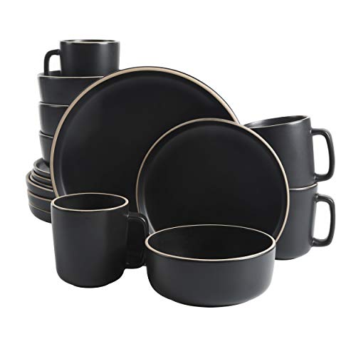 Gibson Home Zuma 16 Piece Round Kitchen Dishes, Plates, Bowls, Mugs