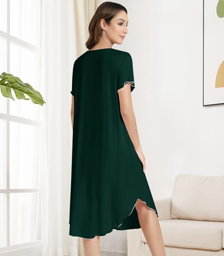 Image of NACHILA Women's Nightgowns-Viscose Made from Bamboo,Soft Nightshirt Short Sleeve Sleepwear Cooling Sleepshirts