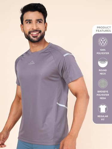 Image of Rupa Colors Mens PLAYSURE Dry FIT Raglan Sleeve Round Neck Activewear T-Shirt | 100% Polyester Fabric | Reflective Logo | Regular Fit