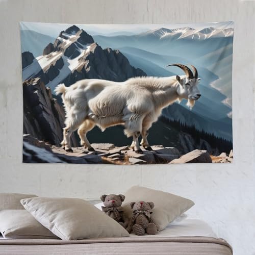 Tenture murale chèvre drapé esthétique PAZZK pour décoration salon et chambre