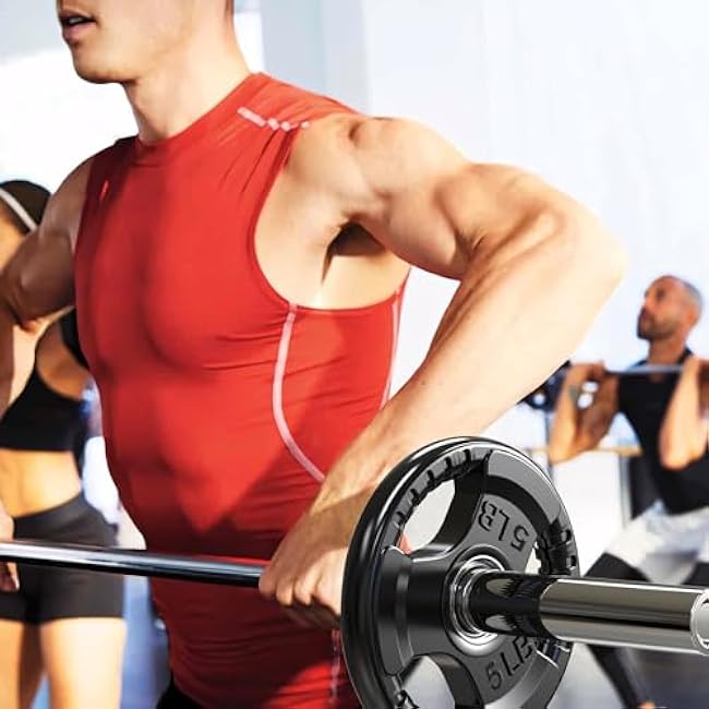 Olympic Rubber Grip Plates for Barbell, 2-Inch Weight Plates for Weight lifting and Strength Weights Training in Home & Gym