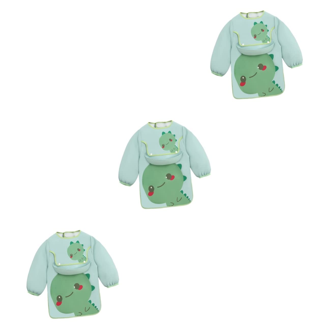 Abaodam 3 Piezas babero productos para bebés delantal de bebé para alimentar bata de arte de manga larga bata infantil para comer bebe comiendo ropa de pintura de bebé Poliéster Green