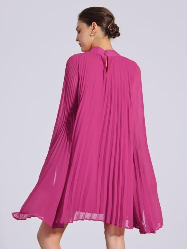 Image of Allegra K Women Chiffon Pleated Flowy Cloak Sleeve Cape Knee Length Dress