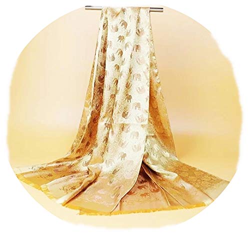 Thai Gold Silk 100% Thailand Elephant Soft Scarf Shawl Wrap Women Handmade Gift Souvenir Length 72 Inches