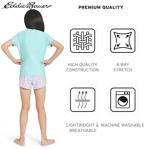 Image of Eddie Bauer Girls' Swim UPF 50+ Short Sleeve Sun Tee Rash Guard Shirt