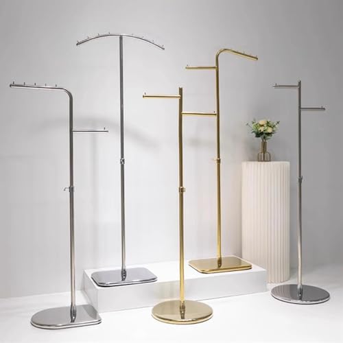 Adjustable Stainless Steel Clothing Rack - Portable Retail Display Island Shelf for Store, 43.3" to 70.8" Height, Durable Garment Pipe Hanger for Shirts & Apparel