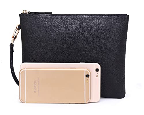 Image of DORIS&JACKY Lambskin Leather Wristlet Clutch Purse Women Large Phone Wallet