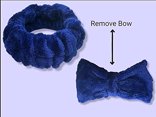 Image of Silky n Softy Velvet Fabric Elastic Makeup-cleansing, Hair accessory with detachable Bow, Headband (Pack of 1) (BLUE)