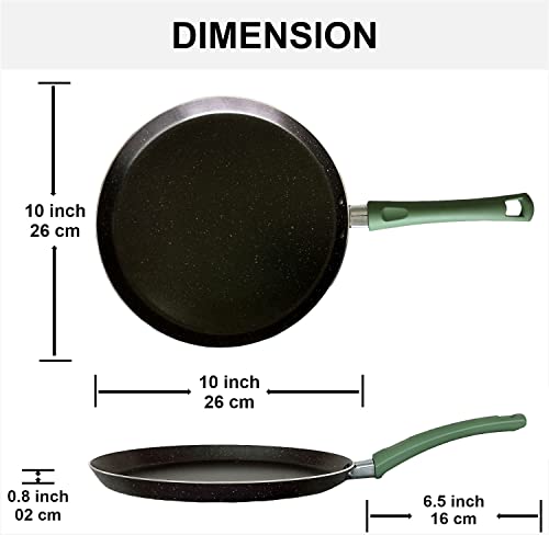 Chefs 10'' Granite Coating Aluminum Crepe Pan | Pfoa Free Nonstick Pan | Great Skillet For Omelette And Crepes | Works With All Heat Sources | Dishwasher Safe Pancake Pan Cookware (Green) #TOP3