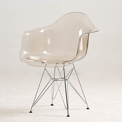 Silla de respaldo transparente de cristal acrílico, para mesa de comedor, cafetería, silla de plástico, silla de maquillaje (juego de 2)