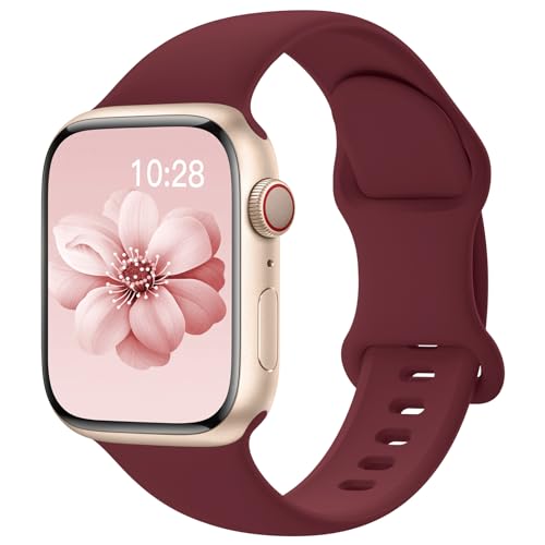 Image of Sport Silicone Band Compatible with Apple Watch Bands 40mm 38mm 41mm 44mm 45mm 42mm 49mm Women Men,Soft Wristband Waterproof Replacement Sport Strap for iWatch Bands Series 9 8 7 6 5 4 3 2 1 SE Ultra