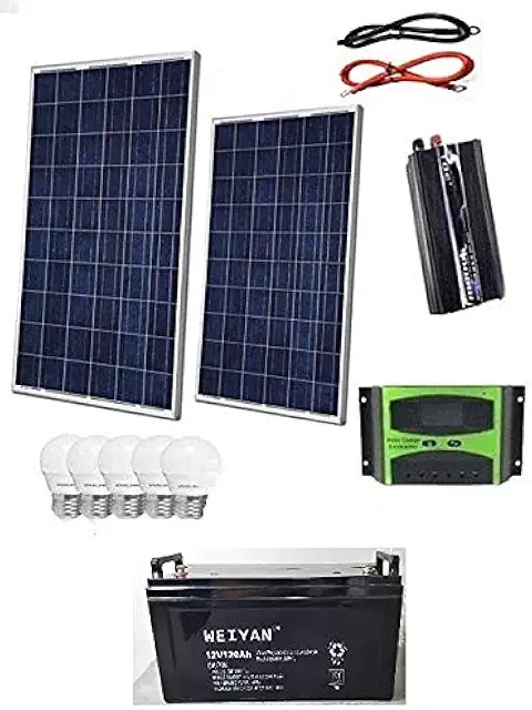 Kit Fotovoltaico 2KW con Inverter PWM 2000W, Pannelli Solari 200W e Batteria 100AH