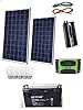 Kit Fotovoltaico 2 KW Pwm Inverter 2000W Pannello Solare 200W Batteria 100 AH 5 LAMPADINE 6 WATT LUCE FREDDA