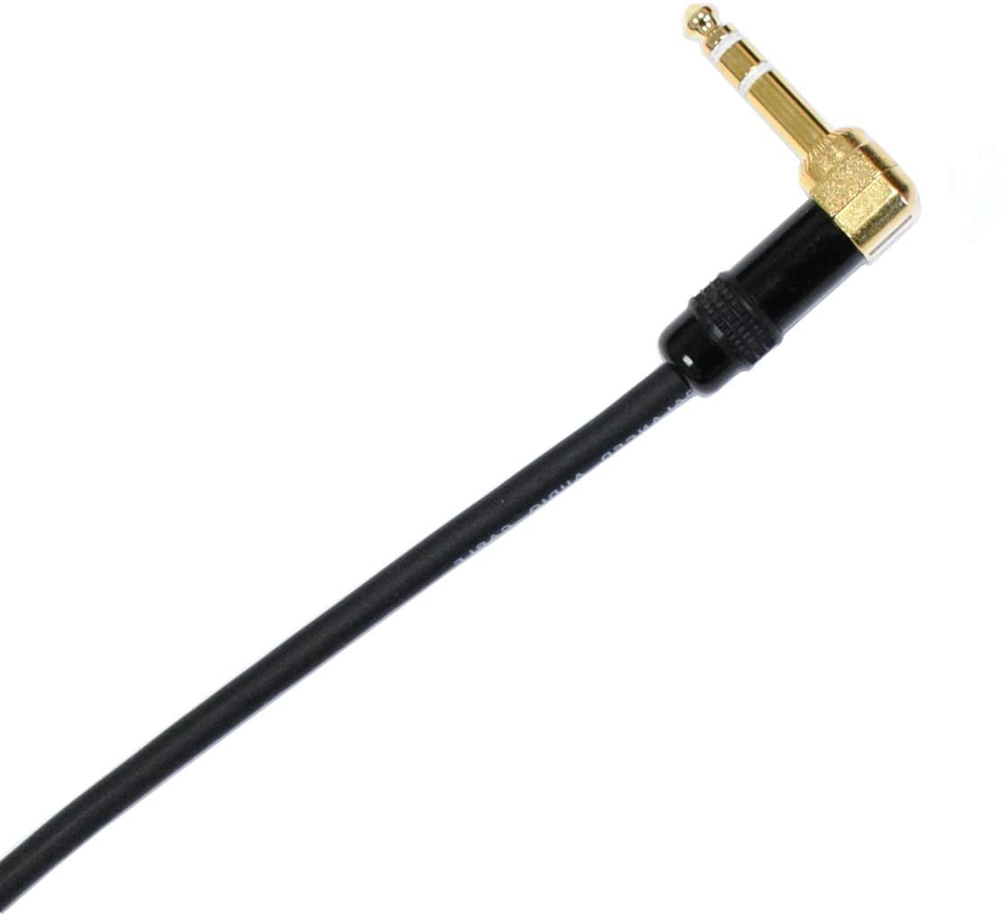 Audio2000'S C26006P2 Two-Pack 6-Feet Gold-Plated 1/4-Inch TRS Right Angle to Gold-Plated 1/4-Inch TRS Straight Audio/Patch/Stage/Recoding Cables (Total Two 6-Feet Cables)