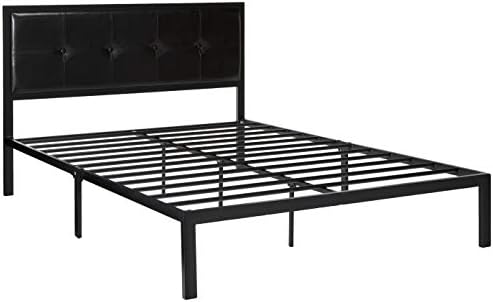 Zinus Cherie Faux Leather Classic Platform Bed Frame with Steel Support Slats, Queen