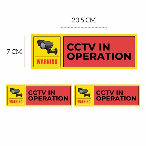 Image of CCTV Monitoring Sign Sticker Board | 20.5 x 7 CM | Pack of 2 | Peel & Stick with Corner Holes | Security Warning Sign for Home, Office, Shop & Warehouse (CCTV Monitoring, Small - 20.5 X 7 CM)