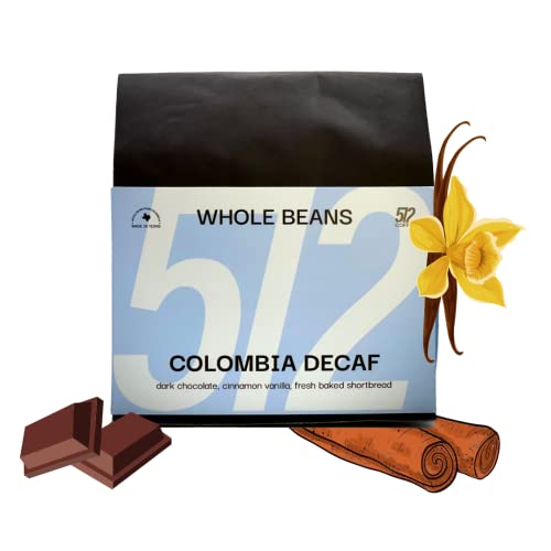 512 Coffee | Just Roasted | Medium-Dark Specialty Roast Whole Bean Coffee - Single Origin Colombia El Vergel Decaf - Sugar Cane Ea Process - Q-Grader Score 84.75 | Rich Dark Chocolate, Warm Cinnamon, And Smooth Vanilla Notes… #TOP10