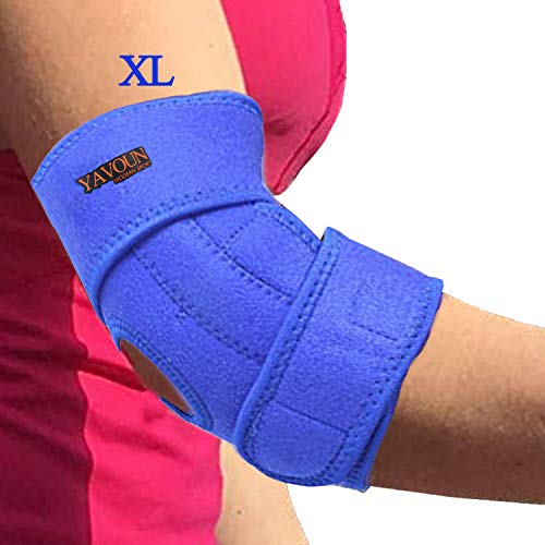 Elbow Support, Adjustable Tennis Elbow Support Brace, Great For Sprained Elbows, Tendonitis, Arthritis, basketball, Baseball, Golfer's Elbow Provides Support & Ease Pains (Blue Longer)
