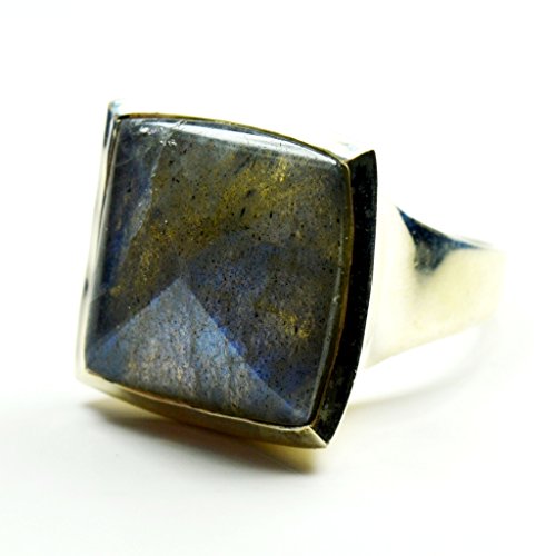 Bague en Argent avec Labradorite Naturelle Multicolore Ajustable