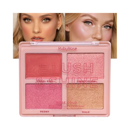Paleta Blush E Iluminador Shine 4 Tons 19,41g - Ruby Rose