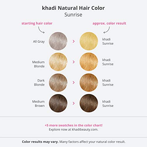Khadi Sunrise Natural Hair Color, Plant Based Hair Dye For Honey Blond To Rich, Sunny Blonde, 100% Herbal, Vegan, Ppd & Chemical Free, Natural Cosmetic For Healthy Hair 3.5Oz #TOP3