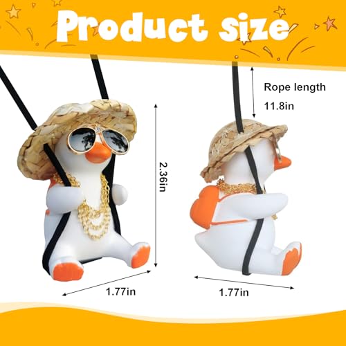 starfa lab Cool Swinging Duck Hanging Ornament,Cute Car Accessories for Jeep Rear View Mirror,Duck Hanging Swing Sunglasses - Thumbnail 2