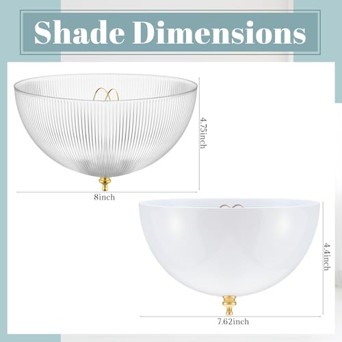 Image of Marsui 4 Pcs Clip on Dome Lamp Shade for A-type Bulb, 7 5 /8 inch Diameter x 4 1 /10 inch Height Ceiling Shade, Soft Glow Easy Clean Light Cover for Basement Hallway (Classic and Pattern,Gold Clip)