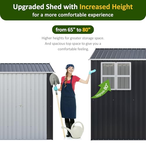 Image of DAUSOLA 10x9.87 FT Outdoor Storage Shed, Large Metal Tool Sheds with Updated Frame Structure and Lockable Doors, Garden Shed for Backyard Garden Patio Lawn, Grey