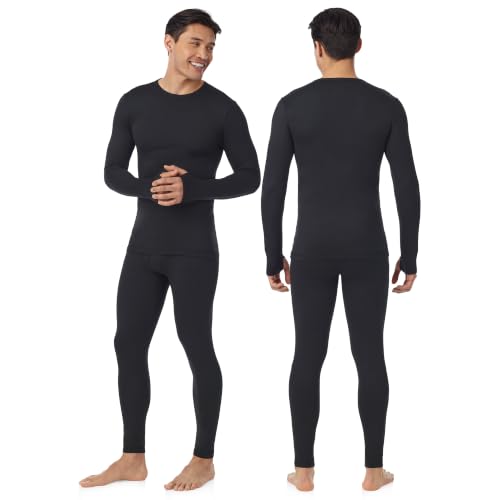 Image of Cuddl Duds Heavyweight 2 Piece Sets Base Layer Thermal Underwear for Men | Winter Clothing, Fleece Lined Long Sleeve Top & Leggings, Soft Lounge Set for Cold Weather, Moisture Wicking Heat Retention