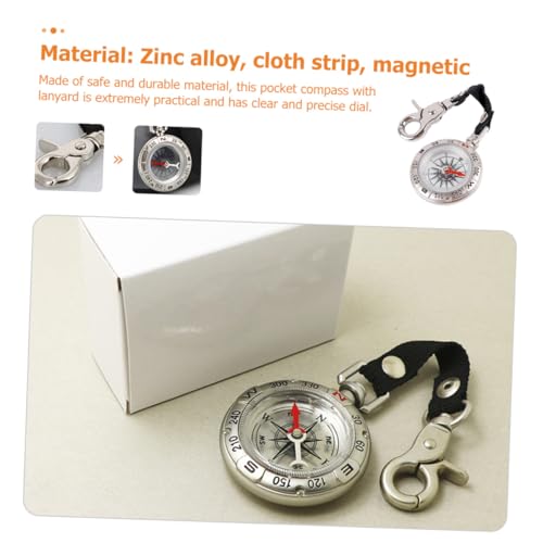 Brújula de bolsillo vintage POPETPOP con cuerda, alta precisión miniatura 3
