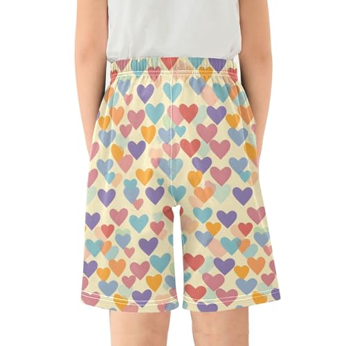 ALAZA Heart Colorful Cartoon Pajama Shorts Sleep Shorts Pant Lounge Pajama Bottoms Elastic Waist with Pockets2