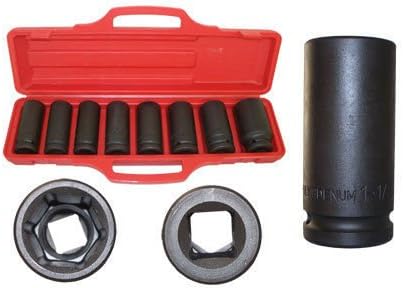 8 PC 3/4" Drive Deep Impact Socket Set, SAE 15/16"–1-1/2" + Square, Professional Mechanic Tools