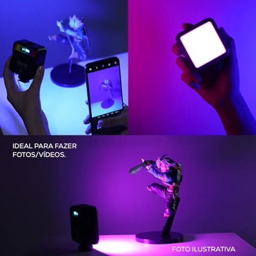 Mini Luz Led RGB Fotos Videos 5600K Recarregável Tomate MLG-106