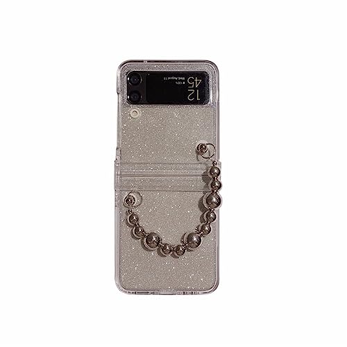 Coque Samsung Z Flip 4 Rigide avec Paillettes et Bracelet Pendentif