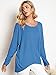 ZANZEA Women's Off The Shoulder Batwing Tops Casual Loose Oversized Tshirts Long Sleeve Fall Pullover Sweater Tops Blue XL