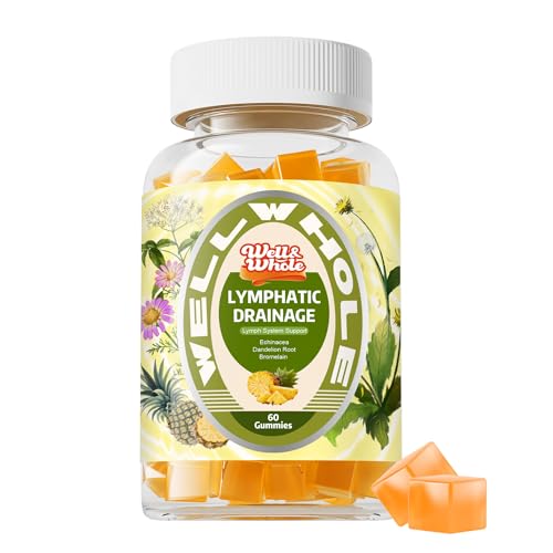 Lymphatic Drainage Gummies Lymphatic Drainage Supplements with Echinacea Dandelion Burdock Lymph System Support Lymph Detox Cleanse & Immune Support Pineapple Vegan 60 Gummies